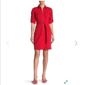 Sharagano Front Zip Pocket Dress